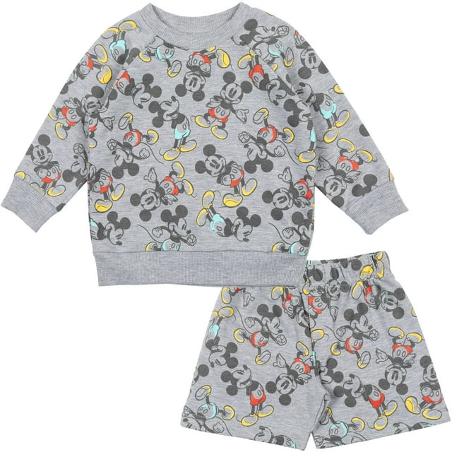 Disney Mickey Mouse Infant Baby Boys French Terry Sweatshirt and Shorts