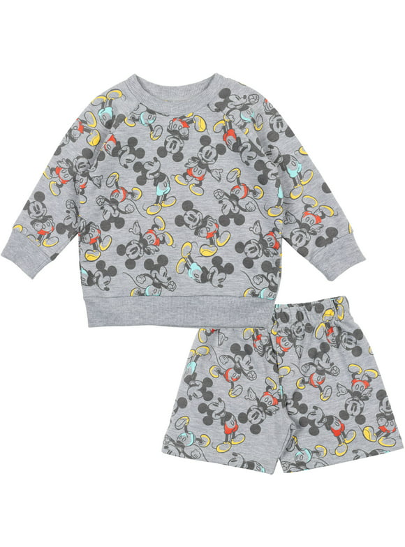 Disney Mickey Mouse Infant Baby Boys French Terry Sweatshirt and Shorts