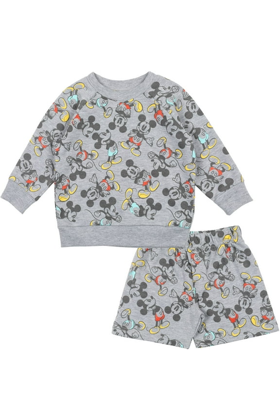 Mickey Mouse Infant Baby Boys French Terry Sweatshirt and Shorts