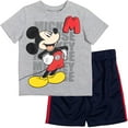 thumbnail image 1 of Disney Mickey Mouse Infant Baby Boys T-Shirt Athletic Mesh Shorts Set Grey/Navy 12 Months, 1 of 5