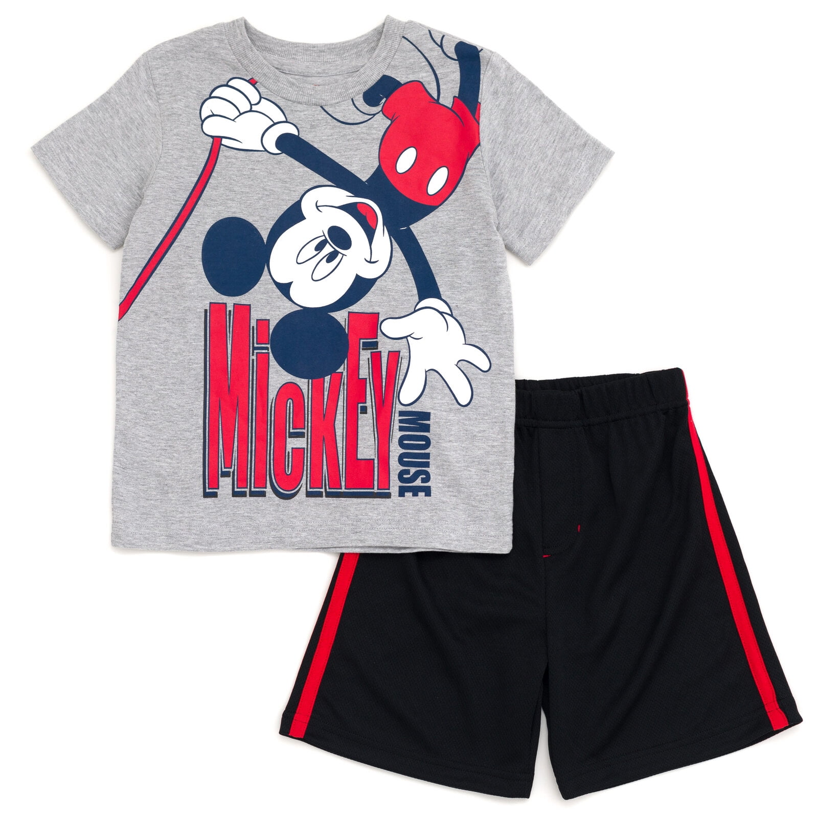 Babyhug Disney  Half Sleeves T-Shirt & Shorts Set with Mickey Mouse & Family Graphics - White & Red