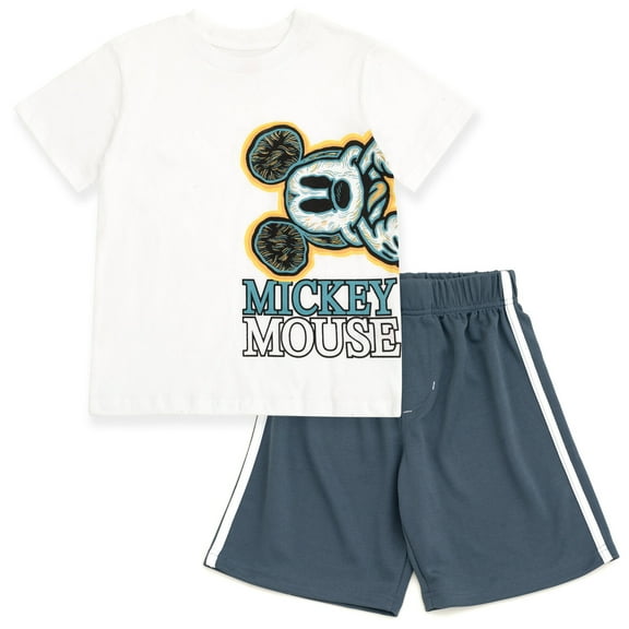 Disney Mickey Mouse Infant Baby Boys T-Shirt and Mesh Shorts Outfit Set Infant to Little Kid