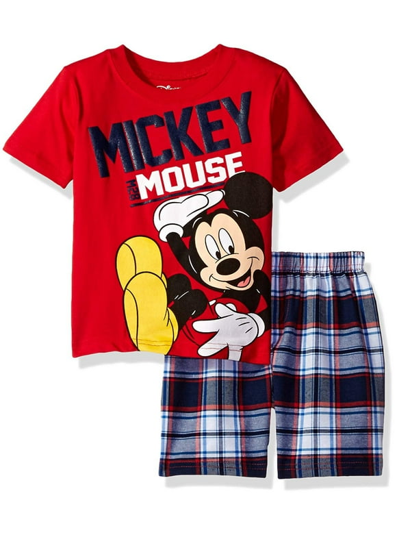 Disney Mickey Mouse Infant Baby Boys T-Shirt and Shorts Outfit Set Infant to Big Kid