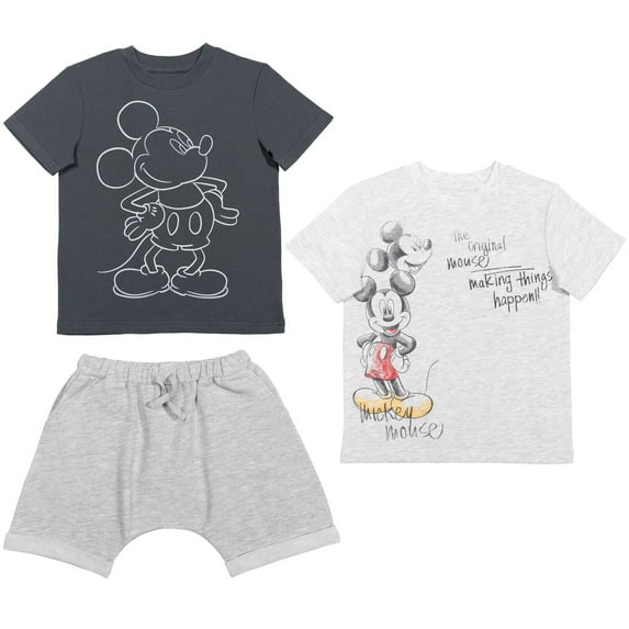 Disney Mickey Mouse Infant Baby Boys T-Shirt and Shorts Outfit Set Infant to Little Kid