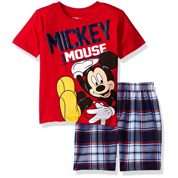 Disney Mickey Mouse Infant Baby Boys T-Shirt and Shorts Outfit Set Infant to Little Kid