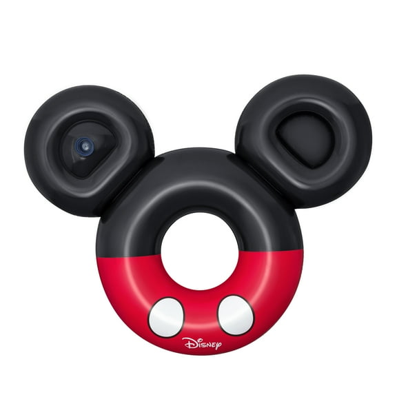 Disney Mickey Mouse Inflatable Swim Tube with Cup Holder & Storage Space, Extra Large 44 Dia.,  6W X 56 H,  220lbs Weight Capacity, Age 12+