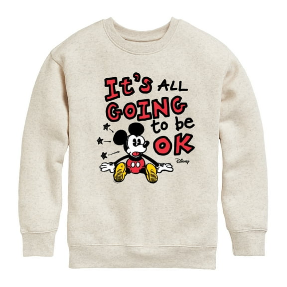 Disney - Mickey Mouse - It's All Going To Be Ok - Youth Crewneck Fleece Sweatshirt