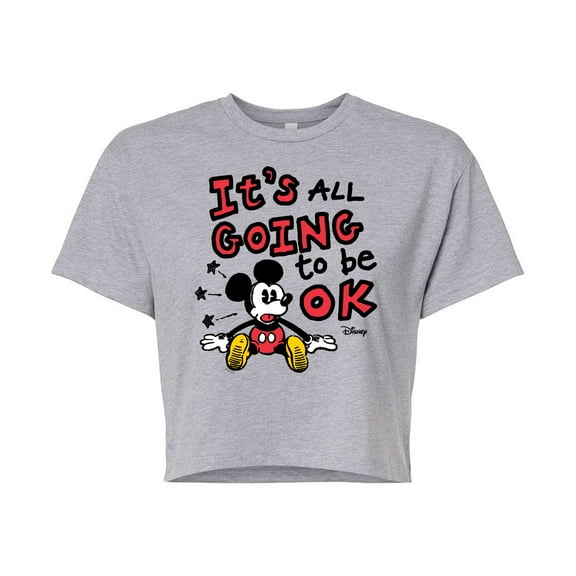 Disney - Mickey Mouse - It's All Going to be OK - Juniors Cropped Cotton Blend T-Shirt