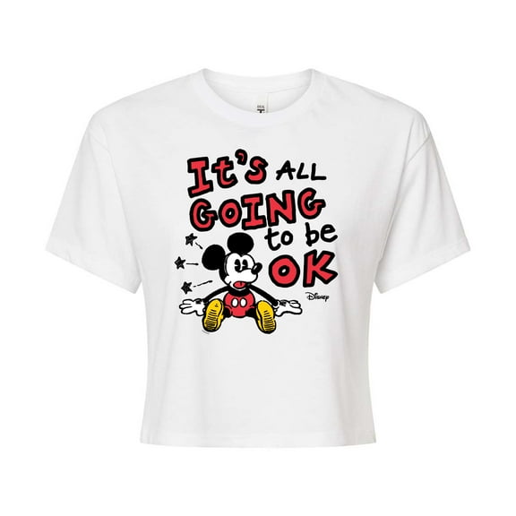 Disney - Mickey Mouse - It's All Going to be OK - Juniors Cropped Cotton Blend T-Shirt