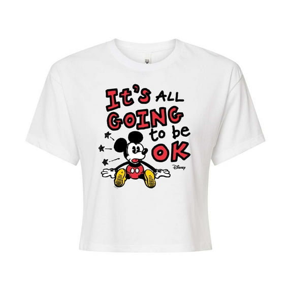 Disney - Mickey Mouse - It's All Going to be OK - Juniors Cropped Cotton Blend T-Shirt