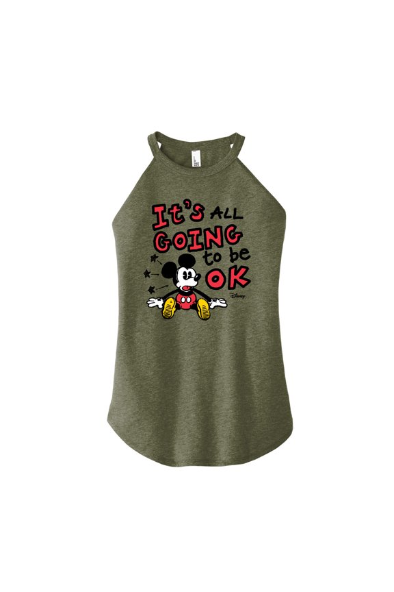- Mickey Mouse - It's All Going to be OK - Juniors High Neck Tank Top