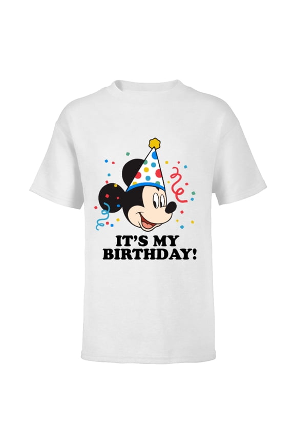 Mickey Mouse It's My Birthday! - Short Sleeve T-Shirt for Kids - Customized-White