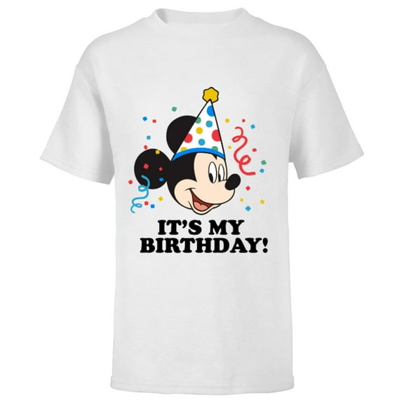 Disney Mickey Mouse It's My Birthday! - Short Sleeve T-Shirt for Kids - Customized-White