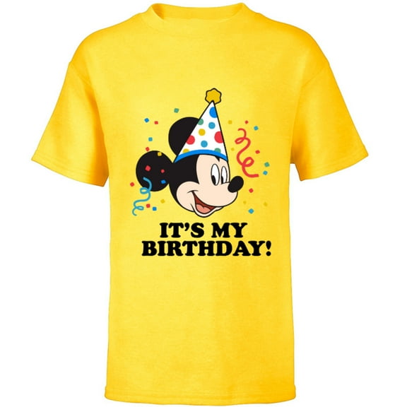 Disney Mickey Mouse It's My Birthday! - Short Sleeve T-Shirt for Kids - Customized-Yellow