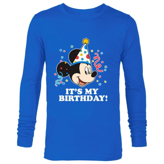 Disney Mickey Mouse Its My Birthday - Long Sleeve T-Shirt for Men -Customized-Royal
