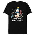 thumbnail image 1 of Disney Mickey Mouse Its My Birthday - Short Sleeve Blended T-Shirt for Adults -Customized-Black, 1 of 5