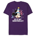thumbnail image 1 of Disney Mickey Mouse Its My Birthday - Short Sleeve Blended T-Shirt for Adults -Customized-Purple, 1 of 5