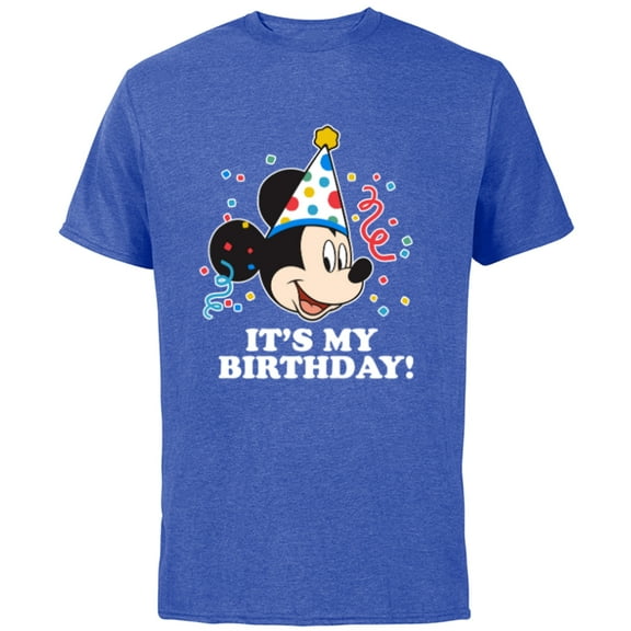 Disney Mickey Mouse Its My Birthday - Short Sleeve Cotton T-Shirt for Adults -Customized-Royal Heather