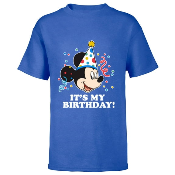Disney Mickey Mouse Its My Birthday - Short Sleeve T-Shirt for Kids -Customized-Royal