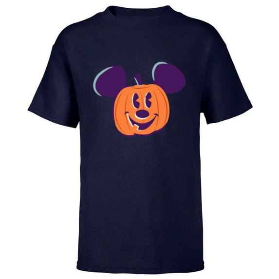 Disney Mickey Mouse Jack-o’-Lantern Halloween - Short Sleeve T-Shirt for Kids - Customized-Athletic Navy