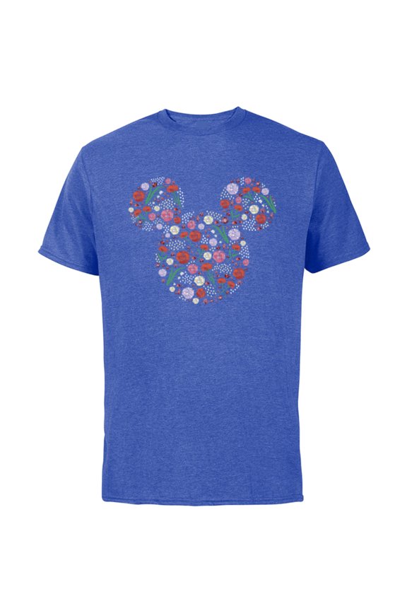 Mickey Mouse January Birth Month Birthstone & Flowers - Short Sleeve Cotton T-Shirt for Adults - Customized-Royal Heather