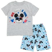Disney Mickey Mouse Pluto Toddler Boys T-Shirt and French Terry Shorts Outfit Set Infant to Little Kid