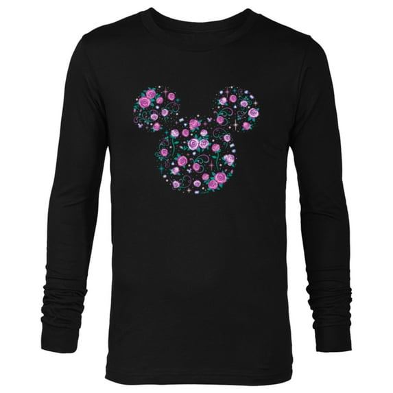 Disney Mickey Mouse June Birth Month Birthstone & Flowers - Long Sleeve T-Shirt for Men - Customized-Black