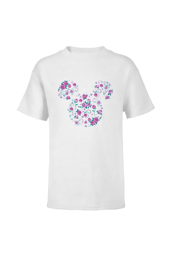 Mickey Mouse June Birth Month Birthstone & Flowers - Short Sleeve T-Shirt for Kids - Customized-White