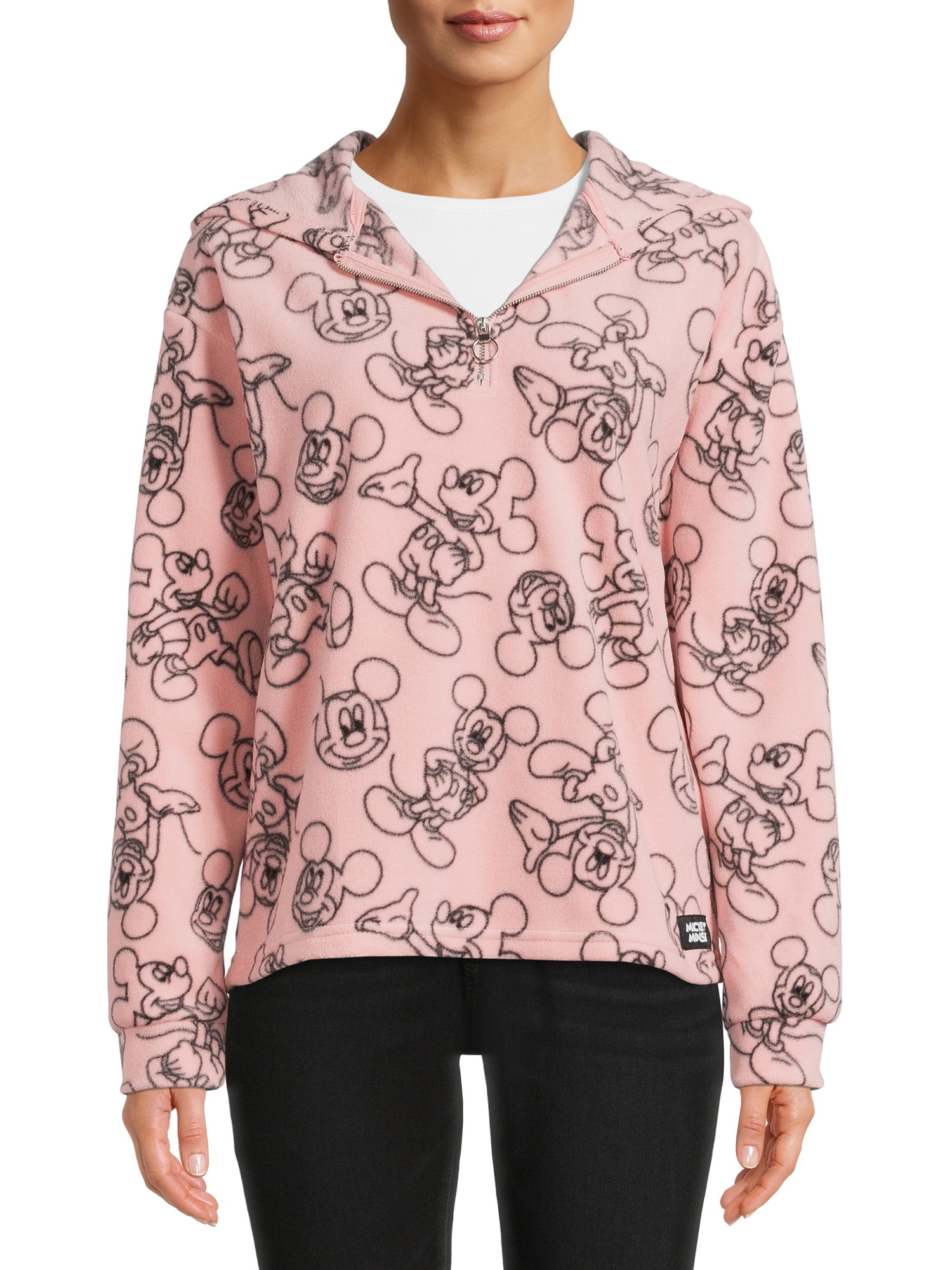 Disney Mickey Mouse Juniors' Allover Print Plush Fleece Sweatshirt