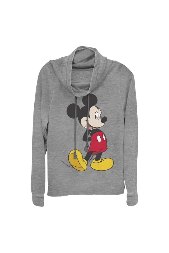 Disney Mickey Mouse Juniors' Cowlneck Pullover Top Color: Gray Heather Size: 3X