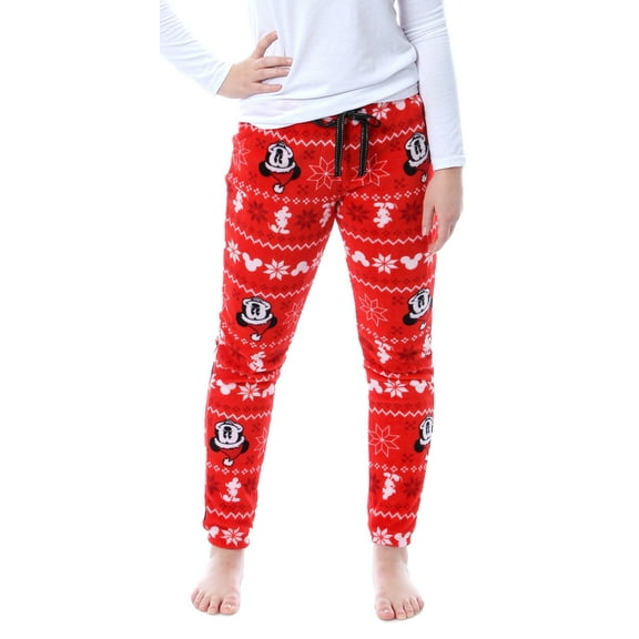Disney Mickey Mouse Juniors' Fairisle Plush Fleece Sleep Lounge Pajama Pants