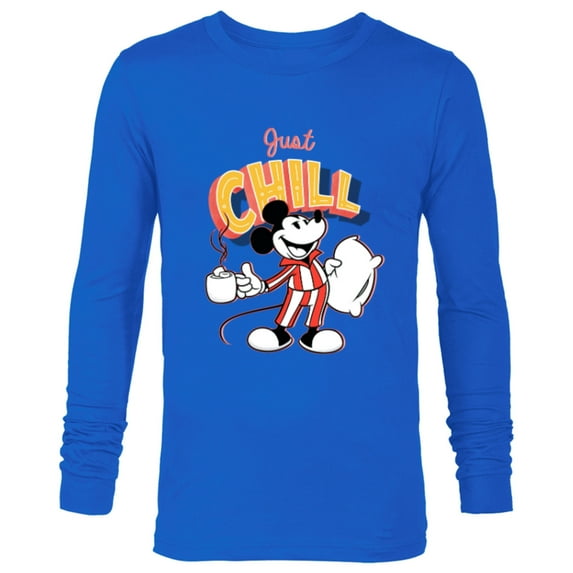 Disney Mickey Mouse Just Chill - Long Sleeve T-Shirt for Men - Customized-Navy