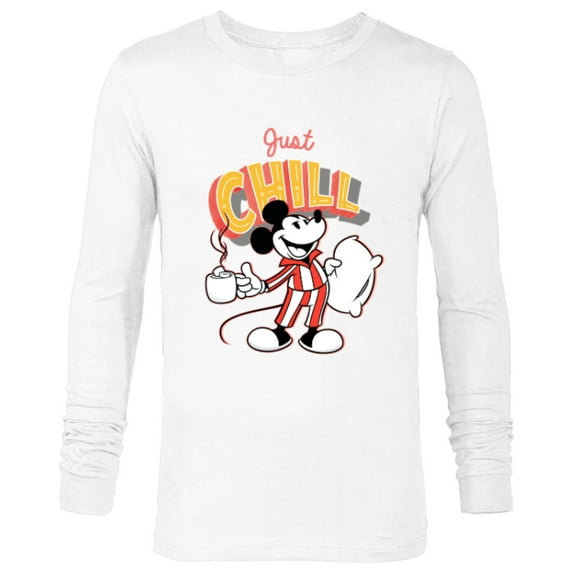 Disney Mickey Mouse Just Chill - Long Sleeve T-Shirt for Men - Customized-White