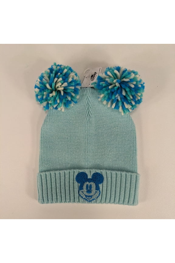 Mickey Mouse Knit Beanie with Pom-Pom Turquoise for Kids