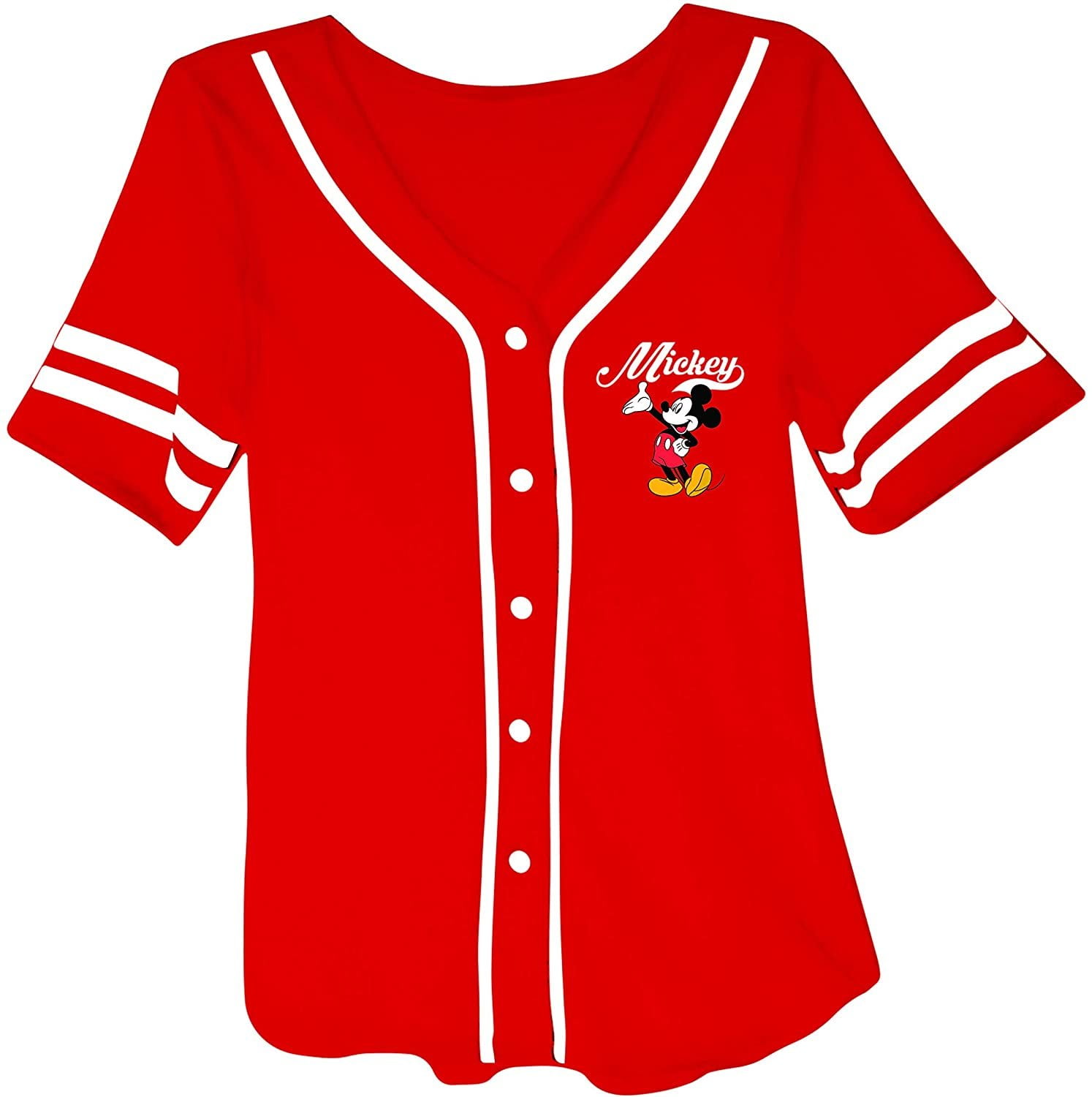 Disney Ladies Mickey Mouse Fashion Shirt - Mickey & Minnie Mouse Baseball  Jersey Mickey Mouse Button Down Baseball Jersey at  Women’s Clothing