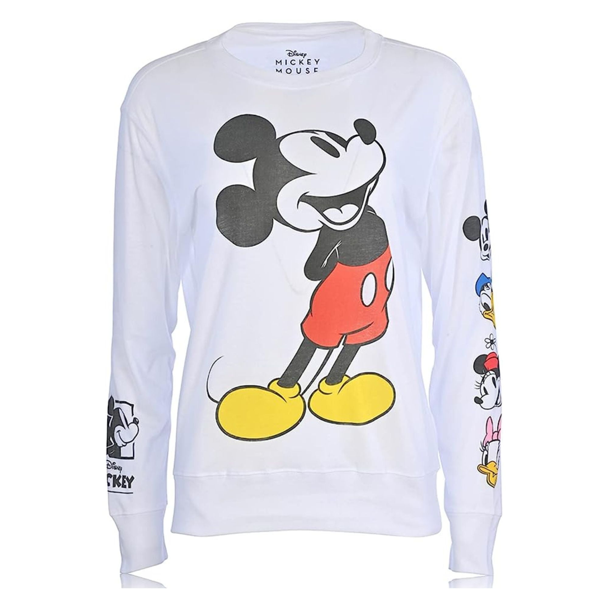 Disney Mickey Mouse Ladies Long Sleeve Shirt, Pull Over With Sleeve Print  White – Small - Walmart.com