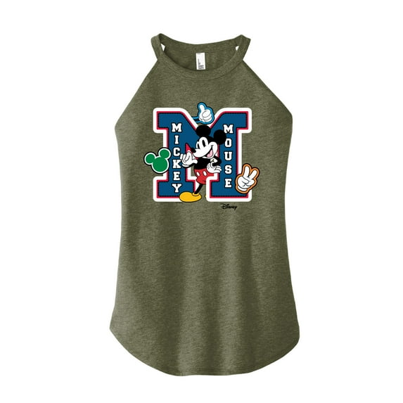 Disney - Mickey Mouse - Large Letter M Collegiate - Juniors High Neck Tank Top