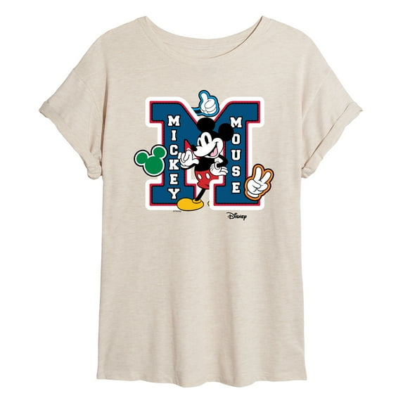 Disney - Mickey Mouse - Large Letter M Collegiate - Juniors Ideal Flowy Muscle T-Shirt