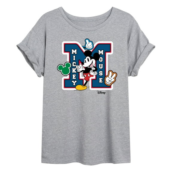 Disney - Mickey Mouse - Large Letter M Collegiate - Juniors Ideal Flowy Muscle T-Shirt