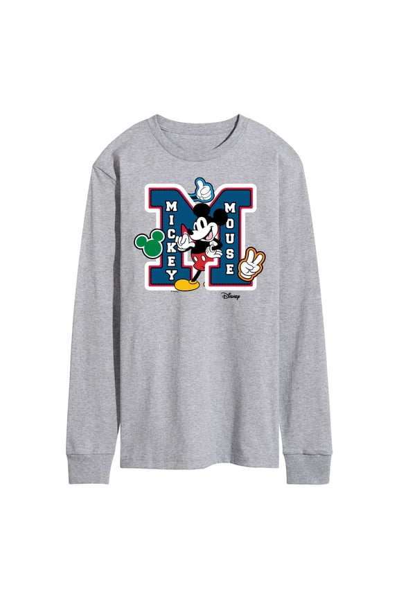 - Mickey Mouse - Large Letter M Collegiate - Men's Long Sleeve T-Shirt