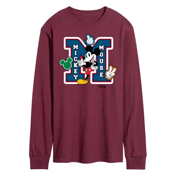 Disney - Mickey Mouse - Large Letter M Collegiate - Men's Long Sleeve T-Shirt