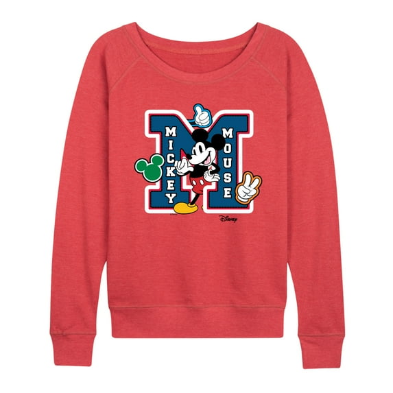 Disney - Mickey Mouse - Large Letter M Collegiate - Women's Lightweight French Terry Pullover