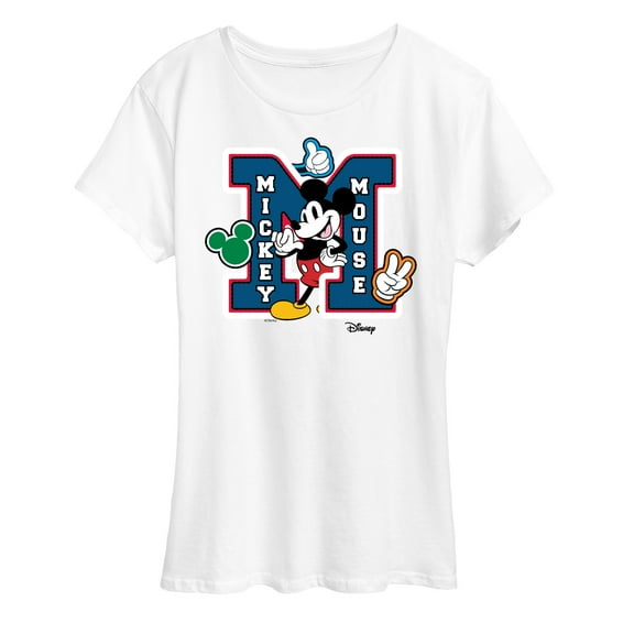 Disney - Mickey Mouse - Large Letter M Collegiate - Women's Short Sleeve Graphic T-Shirt