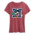 thumbnail image 1 of Disney - Mickey Mouse - Large Letter M Collegiate - Women's Short Sleeve Graphic T-Shirt, 1 of 5