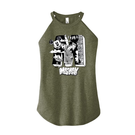 Disney - Mickey Mouse - Large M Scribbled Drawing - Juniors High Neck Tank Top
