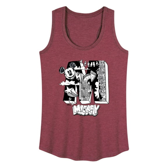 Disney - Mickey Mouse - Large M Scribbled Drawing - Women's Racerback Tank Top