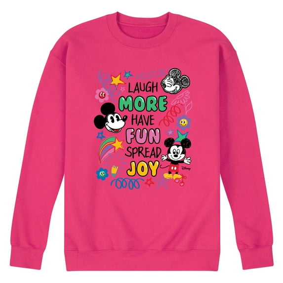 Disney - Mickey Mouse - Laugh More, Have Fun, Spread Joy - Men's Crew Neck Fleece Pullover