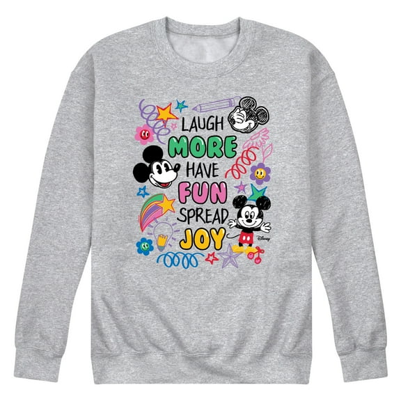 Disney - Mickey Mouse - Laugh More, Have Fun, Spread Joy - Men's Crew Neck Fleece Pullover