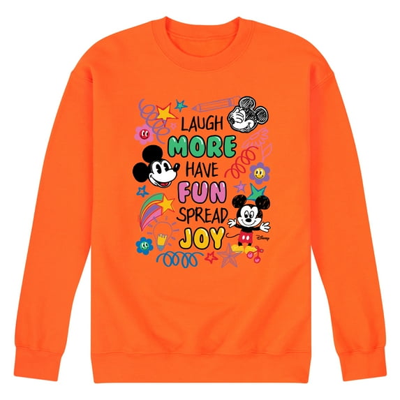 Disney - Mickey Mouse - Laugh More, Have Fun, Spread Joy - Men's Crew Neck Fleece Pullover