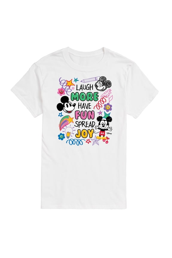 - Mickey Mouse - Laugh More, Have Fun, Spread Joy - Men's Short Sleeve Graphic T-Shirt